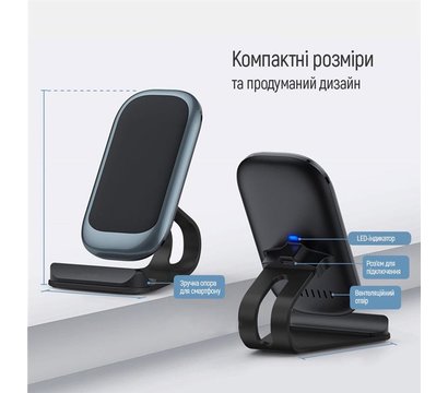 Зображення 2 Зарядний пристрій ColorWay Wireless Stand 10W Blue - CW-CHW30Q-BL