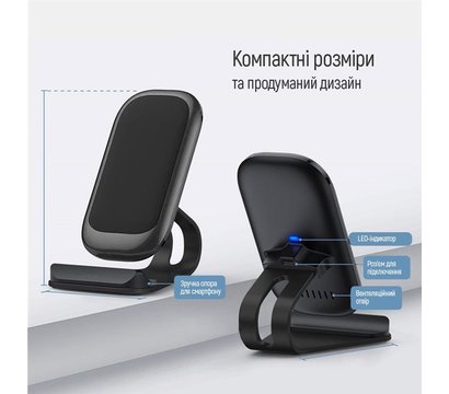 Зображення 4 Зарядний пристрій ColorWay Wireless Stand 15W Black - CW-CHW31Q-BK