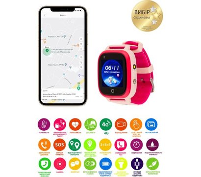 Изображение 9 Смарт-часы AmiGo GO005 4G WIFI Thermometer Pink