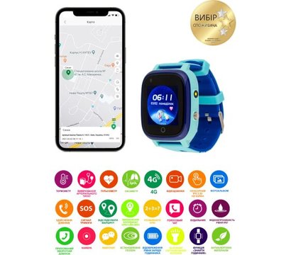 Изображение 10 Смарт-часы AmiGo GO005 4G WIFI Thermometer Blue