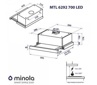 Изображение 9 Вытяжка Minola MTL 6292 WH 700 LED