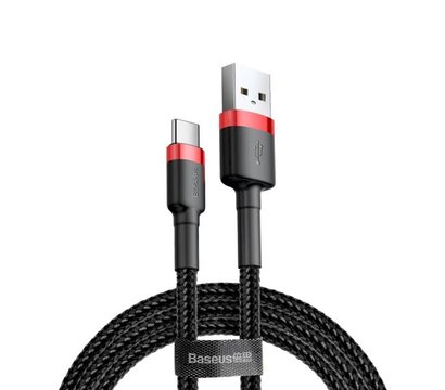 Зображення 2 Кабель Baseus Cafule USB-USB Type-C, 3A, 0.5м Black/Red - CATKLF-A91