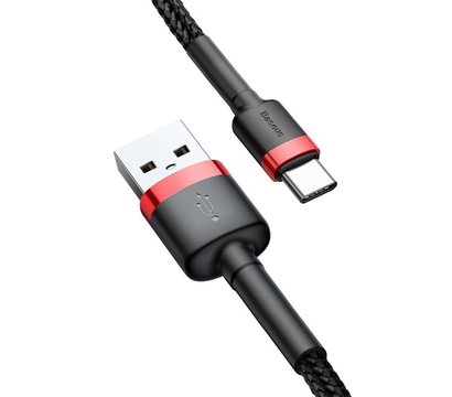Зображення 3 Кабель Baseus Cafule USB-USB Type-C, 3A, 0.5м Black/Red - CATKLF-A91