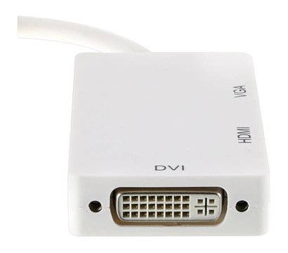 Зображення 2 Адаптер PowerPlant miniDisplayPort(Thunderbolt)-HDMI, DVI, VGA, 0.2 м, White - CA910946