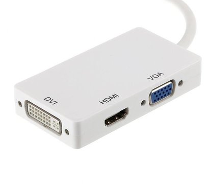Зображення 3 Адаптер PowerPlant miniDisplayPort(Thunderbolt)-HDMI, DVI, VGA, 0.2 м, White - CA910946