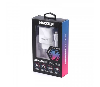 Зображення 4 Зарядний пристрій Maxxter (1USBх3А) QC3.0 White – WC-PD-CtL-01 + кабель Lightning