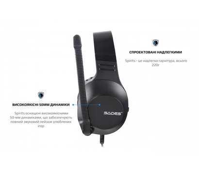 Зображення 4 Навушники Sades SA-721 Spirits Black гарнітури для ПК
