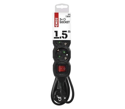 Зображення 2 Мережевий фільтр Emos PC1321 1.5м Black 3 розеток