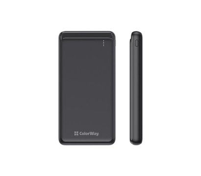 Зображення 2 Батарея мобільна ColorWay Slim 10000mAh Black — CW-PB100LPG3BK-PD