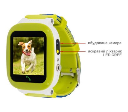 Зображення 4 Розумний годинник AmiGo GO004 Splashproof Camera+LED Green з Bluetooth