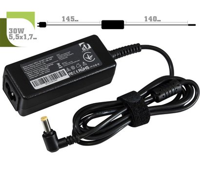 Зображення 2 Блок живлення ноутбука 1StCharger для Dell 19V 30W 1.58A 5.5х1.7мм + cable power - AC1STDE30WC