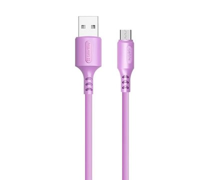 Зображення 2 Кабель ColorWay USB-microUSB, soft silicone, 2.4А, 1м, Purple - CW-CBUM044-PU