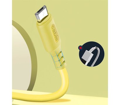 Зображення 2 Кабель ColorWay USB-microUSB, soft silicone, 2.4А, 1м, Yellow - CW-CBUM043-Y