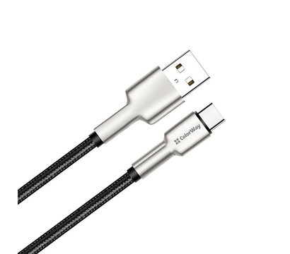 Зображення 2 Кабель ColorWay USB-USB Type-C, head metal, 2.4А, 1м, Black - CW-CBUC046-BK