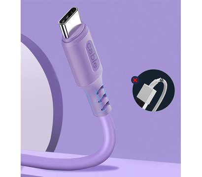 Зображення 2 Кабель ColorWay USB-USB Type-C, soft silicone, 2.4А, 1м, Purple - CW-CBUC044-PU