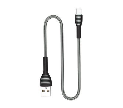 Зображення 2 Кабель ColorWay USB-USB-C, braided cloth, 3А, 1м, Gray - CW-CBUC041-GR