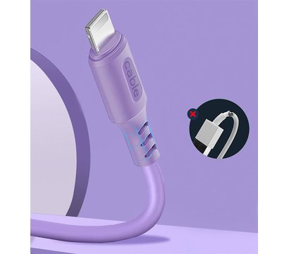 Зображення 3 Кабель ColorWay USB-Lightning, soft silicone, 2.4А, 1м, Purple - CW-CBUL044-PU
