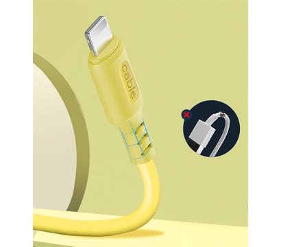 Зображення 3 Кабель ColorWay USB-Lightning, soft silicone, 2.4А, 1м, Yellow - CW-CBUL043-Y