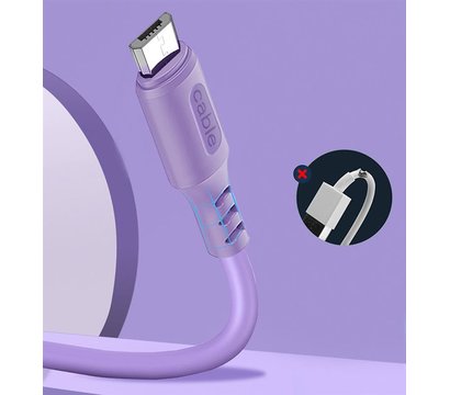 Зображення 3 Кабель ColorWay USB-microUSB, soft silicone, 2.4А, 1м, Purple - CW-CBUM044-PU
