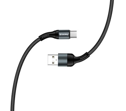 Зображення 3 Кабель ColorWay USB-USB Type-C, nylon, 2.4А, 1м, Black - CW-CBUC045-BK