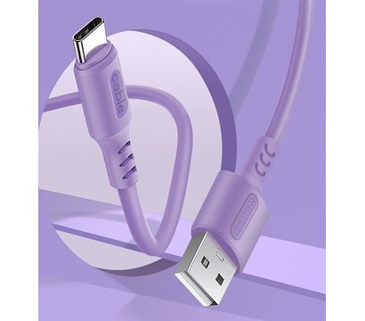 Зображення 3 Кабель ColorWay USB-USB Type-C, soft silicone, 2.4А, 1м, Purple - CW-CBUC044-PU