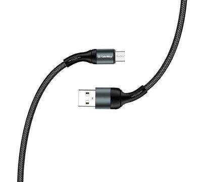 Зображення 4 Кабель ColorWay USB-microUSB, nylon, 2.4А, 1м, Black - CW-CBUM045-BK