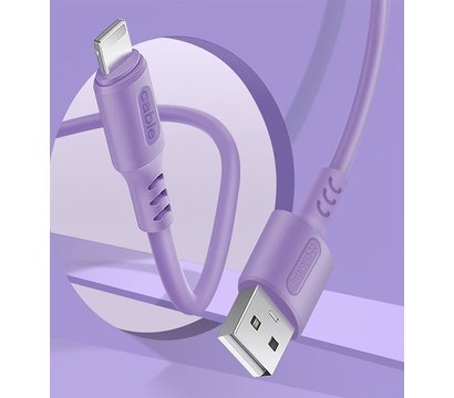 Зображення 5 Кабель ColorWay USB-Lightning, soft silicone, 2.4А, 1м, Purple - CW-CBUL044-PU