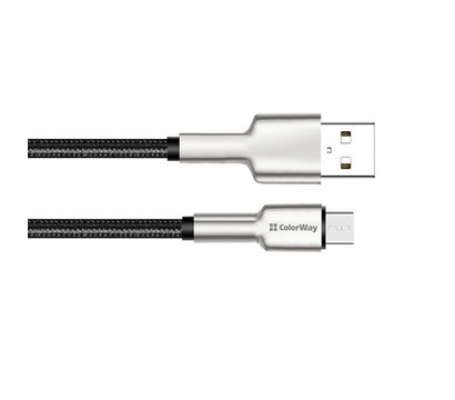 Зображення 5 Кабель ColorWay USB-microUSB, head metal, 2.4А, 1м, Black - CW-CBUM046-BK