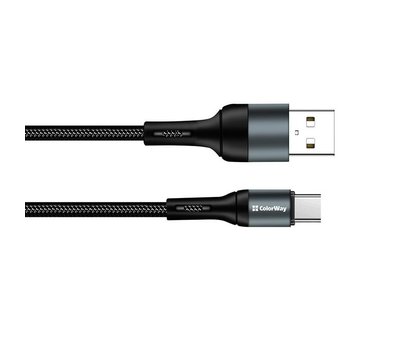 Зображення 5 Кабель ColorWay USB-USB Type-C, nylon, 2.4А, 1м, Black - CW-CBUC045-BK
