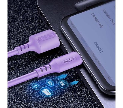 Зображення 6 Кабель ColorWay USB-Lightning, soft silicone, 2.4А, 1м, Purple - CW-CBUL044-PU