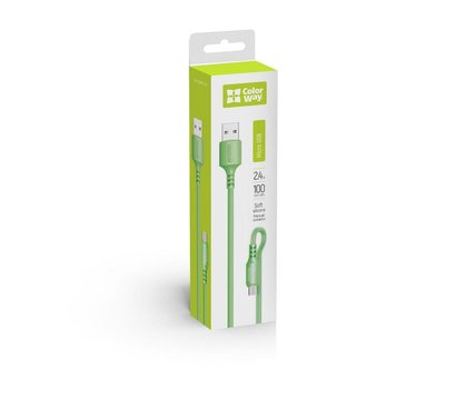 Зображення 6 Кабель ColorWay USB-microUSB, soft silicone, 2.4А, 1м, Green - CW-CBUM042-GR