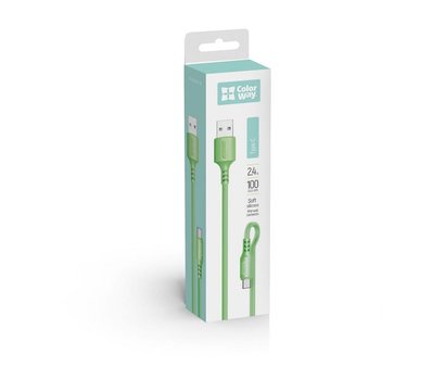 Зображення 7 Кабель ColorWay USB-USB Type-C, soft silicone, 2.4А, 1м, Green - CW-CBUC042-GR