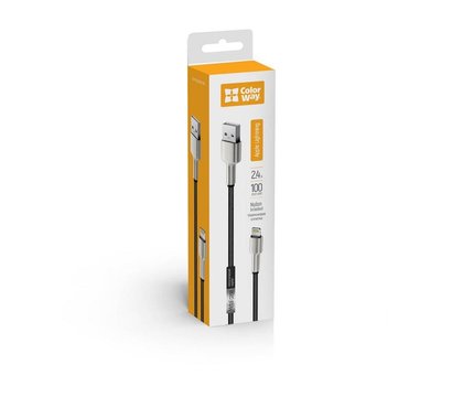 Зображення 8 Кабель ColorWay USB-Lightning, head metal, 2.4А, 1м, Black - CW-CBUL046-BK