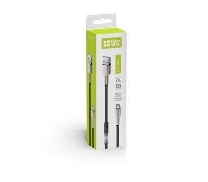 Зображення 9 Кабель ColorWay USB-microUSB, head metal, 2.4А, 1м, Black - CW-CBUM046-BK