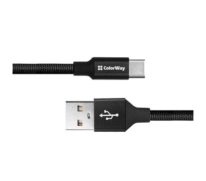 Зображення 2 Кабель ColorWay USB-Type-C 2.4А, 0.25м, Black - CW-CBUC048-BK