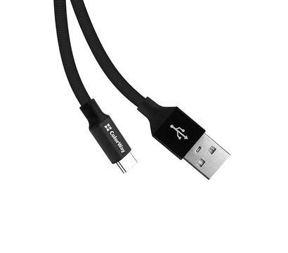 Зображення 3 Кабель ColorWay USB-Type-C 2.4А, 0.25м, Black - CW-CBUC048-BK