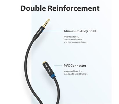 Зображення 3 Аудіо кабель Vention Audio 3.5 mm M - 3.5 mm F, 3m, Black - BHBBI