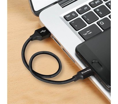 Зображення 6 Кабель ColorWay USB-Type-C 2.4А, 0.25м, Black - CW-CBUC048-BK
