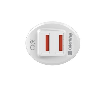 Зображення 2 Зарядний пристрій ColorWay (2USBх3А, 36W) QC3.0 White – CW-CHA011Q-WT