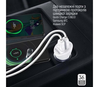 Зображення 8 Зарядний пристрій ColorWay (2USBх3А, 36W) QC3.0 White – CW-CHA011Q-WT