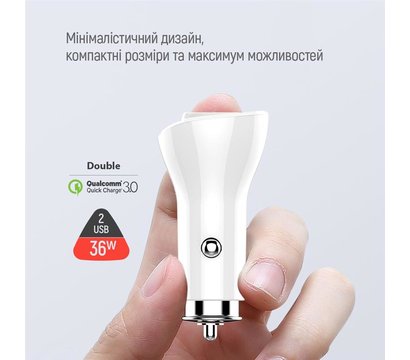 Зображення 10 Зарядний пристрій ColorWay (2USBх3А, 36W) QC3.0 White – CW-CHA011Q-WT