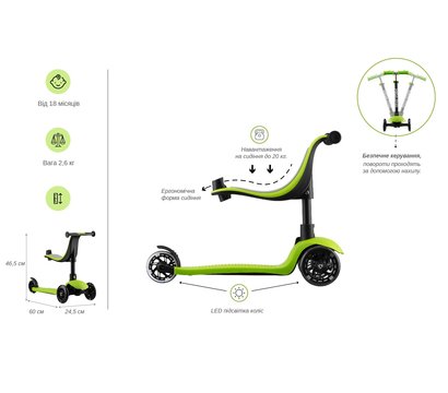 Зображення 9 Самокат для дітей Miqilong Alamo-125-Green