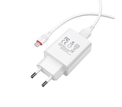 Зображення 2 Зарядний пристрій Borofone BA21A Long journey single port QC3.0 (Micro) White – BA21AMW