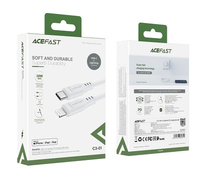 Зображення 3 Кабель Acefast C3-01 Type-C Lightning 3 A 1,2m White - AFC3-01W