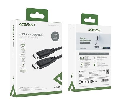 Зображення 3 Кабель Acefast C3-03 Type-C Type-C 3 A 1,2m Black - AFC3-03B