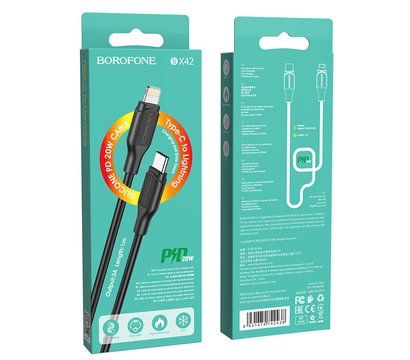 Зображення 3 Кабель Borofone BX42 Encore Type-C Apple Lightning 3 A 1m Black - BX42LB