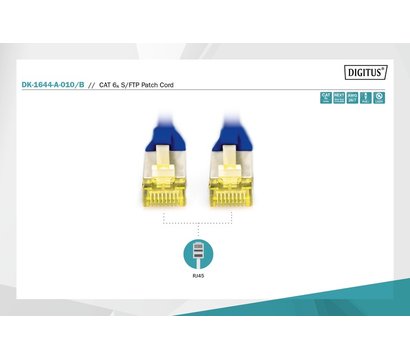 Зображення 2 Патч-корд кручена пара Digitus DK-1644-A-010/B S-FTP Cat.6a (1 м) blue