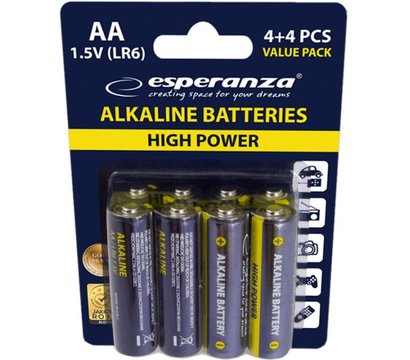 Зображення 2 Батарейка Esperanza Bateries Alkaline EZB103 AA/LR06 BL 8шт