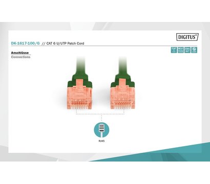 Зображення 4 Патч-корд кручена пара Digitus DK-1617-100/G UTP Cat 6 (10 м) green