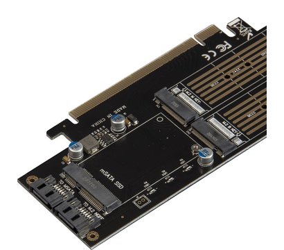 Изображение 2 Адаптер Frime PCI-E x16 to 2xM.2 (M Key+B Key) + 1 x mSata - ECF-PCIEtoSSD009.LP